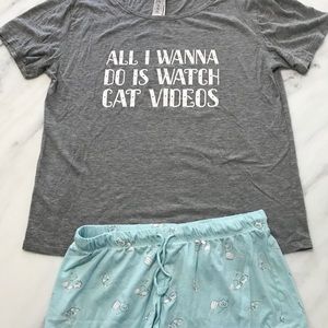 Forever 21 Cat Pajama Set Size S